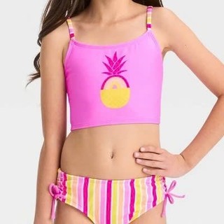 Bộ đồ bơi 2 mảnh, bikini cho bé màu sắc rực rỡ, tươi mới, vải co dãn 4 chiều, quần cạp cao hàng VNXK