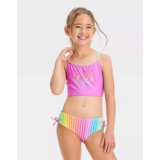 Bộ đồ bơi 2 mảnh, bikini cho bé màu sắc rực rỡ, tươi mới, vải co dãn 4 chiều, quần cạp cao hàng VNXK