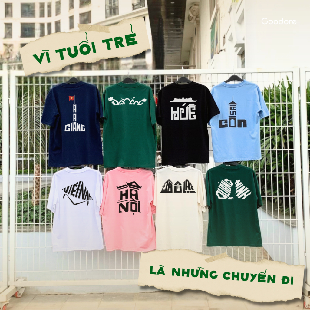 Áo thun Oversize cotton unisex nam nữ Goodore Shape of Vietnam mẫu Sài Gòn thoáng mát năng động thiết kế độc đáo