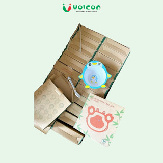 Bát ăn dặm Eco sợi tre Bamboo kháng khuẩn kèm thìa hình động vật cho bé