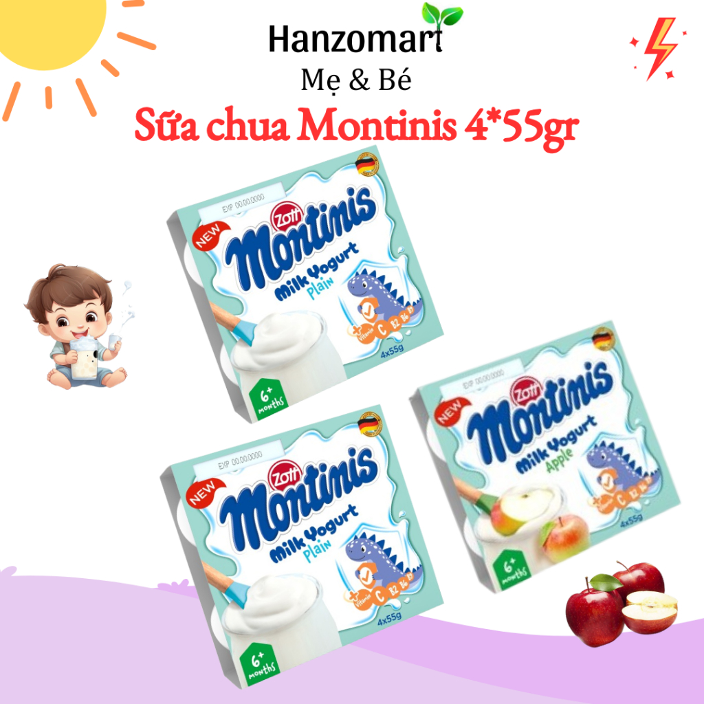 Sữa chua Zott Montinis cho bé từ 6m+ lốc 4*55gr