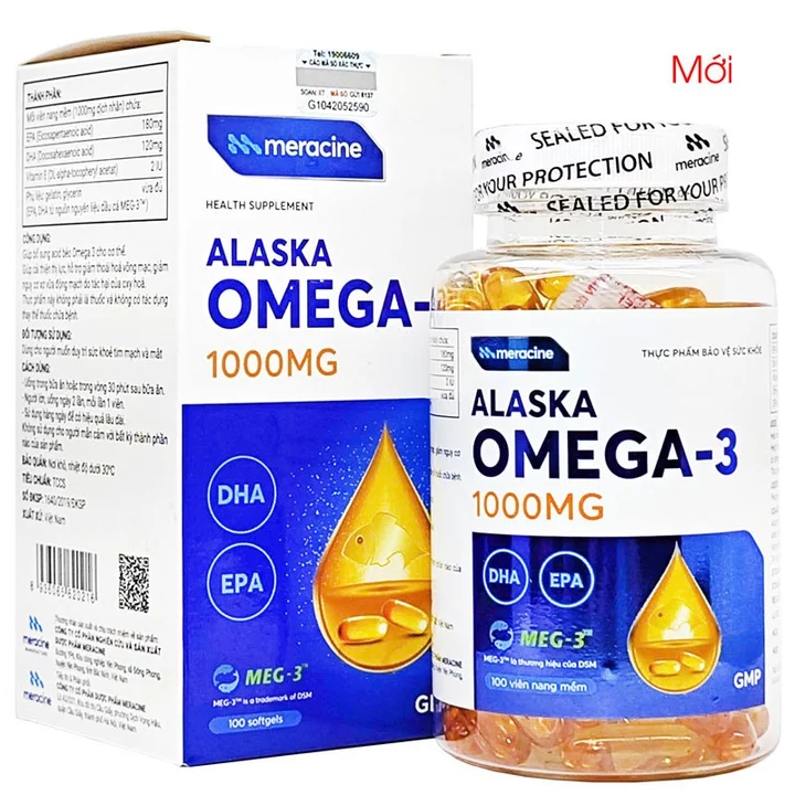 Alaska Omega-3 1000mg,Bổ sung Acid béo Omega3, giúp cải thiện thị lực, giảm nguy cơ xơ vữa động mạch