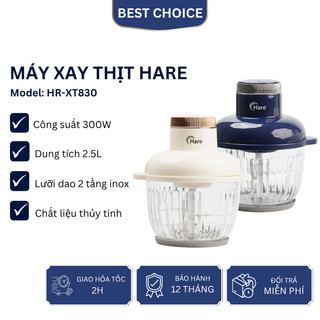 Máy xay thịt Hare HR XT830 công suất 300W dung tích 2.5L, lưỡi dao 2 tầng inox, Bh 12 Tháng