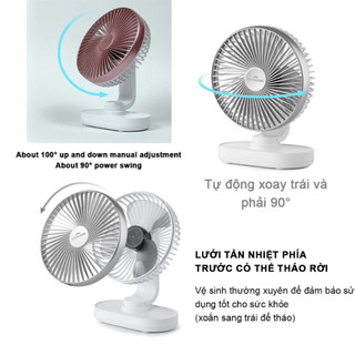 Quạt Tích Điện Mini Để Bàn YAMAZAKI Sử Dụng 3 - 10 Giờ Xoay 90° Không Gây Tiếng Ồn Lớn, Học Sinh, Văn Phòng