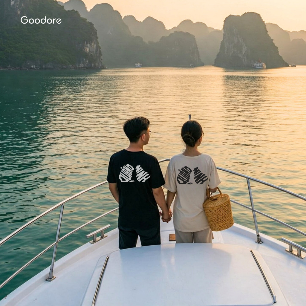 Áo thun Oversize cotton unisex nam nữ Goodore Shape of Vietnam mẫu Quảng Ninh thoáng mát năng động