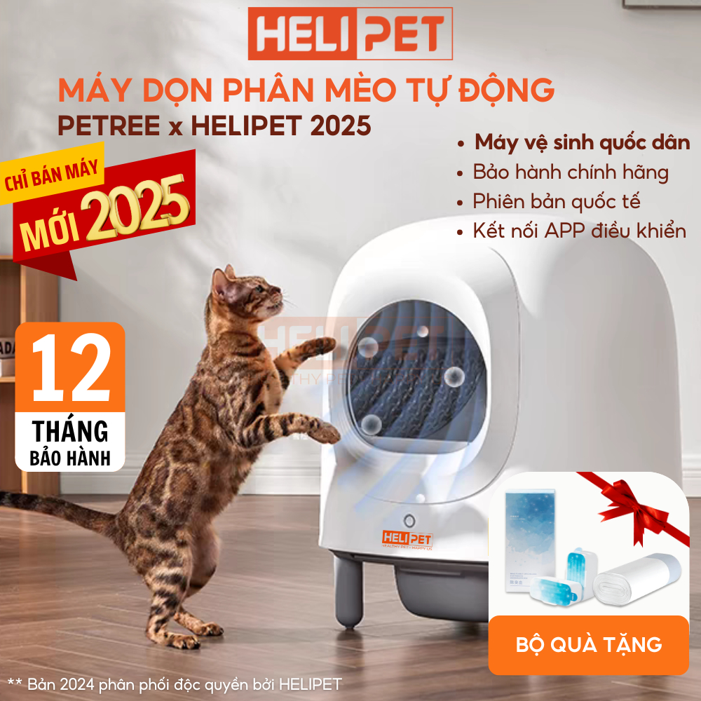 Ảnh [NEW 2025] Máy Vệ Sinh, Dọn Phân Mèo Tự Động PETREE x HeLiPet, Kết Nối Wifi, Dùng App, Bản Quốc Tế 2