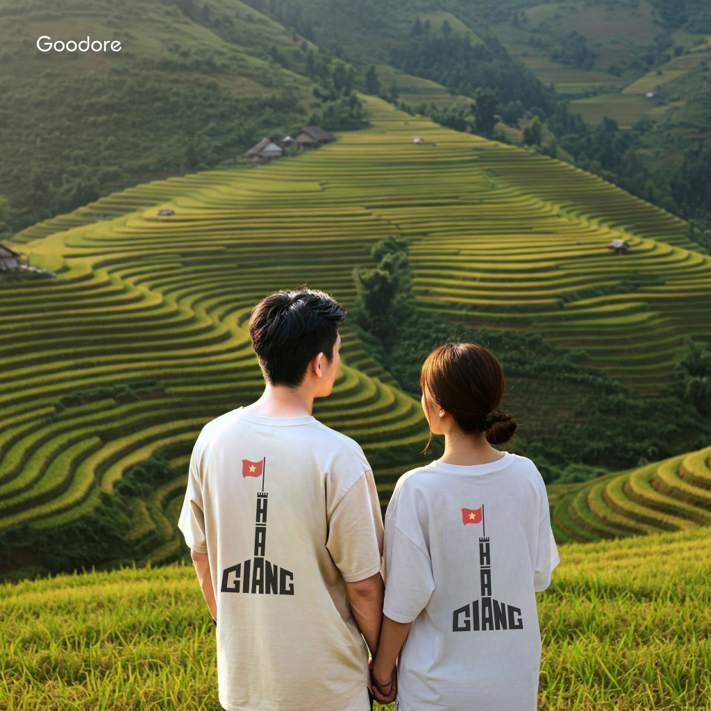Áo thun Oversize cotton unisex nam nữ Goodore Shape of Vietnam mẫu Hà Giang thoáng mát năng động