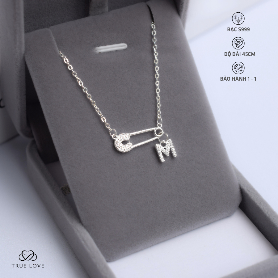 Dây chuyền bạc Safety pin mix theo yêu cầu- Vòng cổ ghim băng mix charm ...