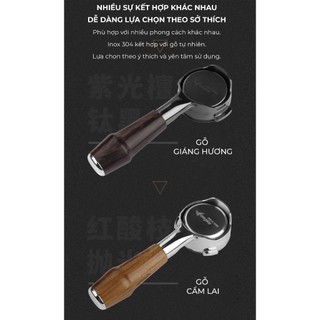 Feepie tay cầm gỗ pha espresso không đáy 58mm 2 tai thông dụng
