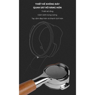 Feepie tay cầm gỗ pha espresso không đáy 58mm 2 tai thông dụng