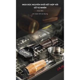 Feepie tay cầm gỗ pha espresso không đáy 58mm 2 tai thông dụng
