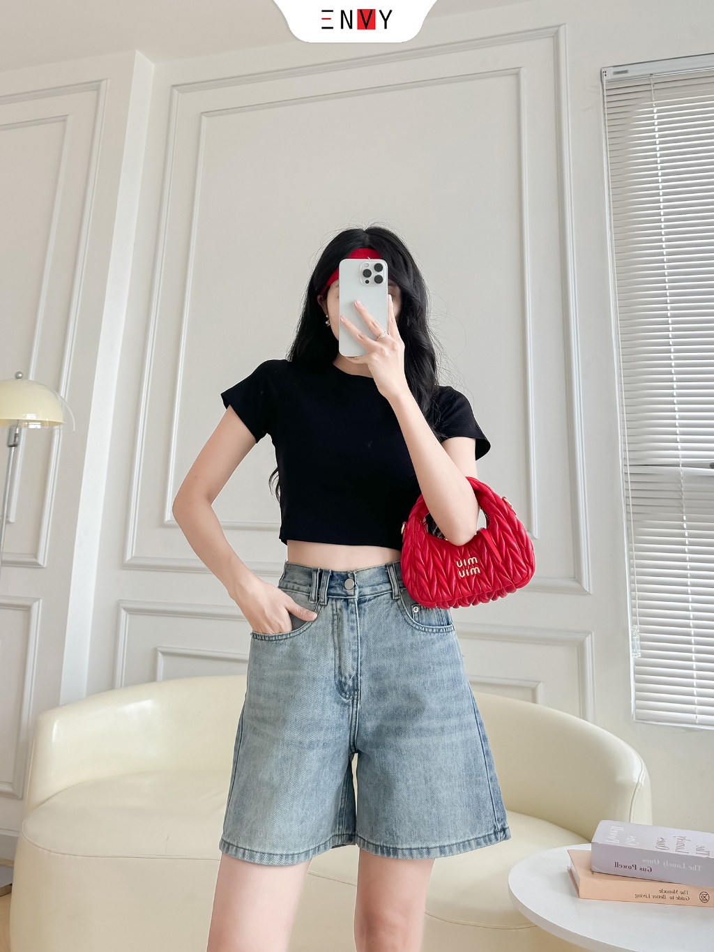 Ảnh Quần Jean Ngố Nữ Form Ống Chữ A, Jean vải mềm lưng thun sau ENVY JS58 3
