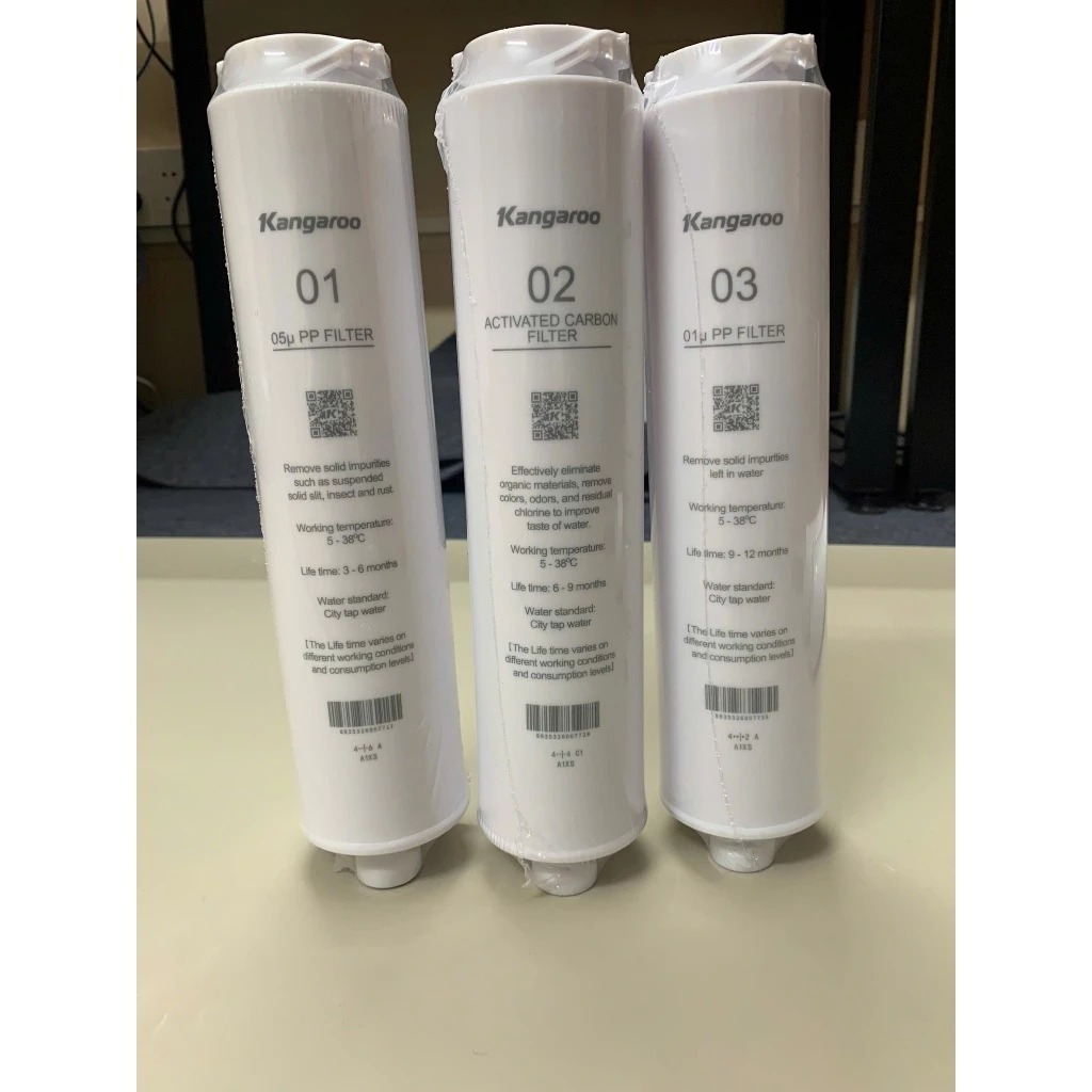 Bộ 3 lõi lọc thô Kangaroo 400HU chính hãng dùng cho các máy lọc nước KG400HU, KG400US, KG400HD,...