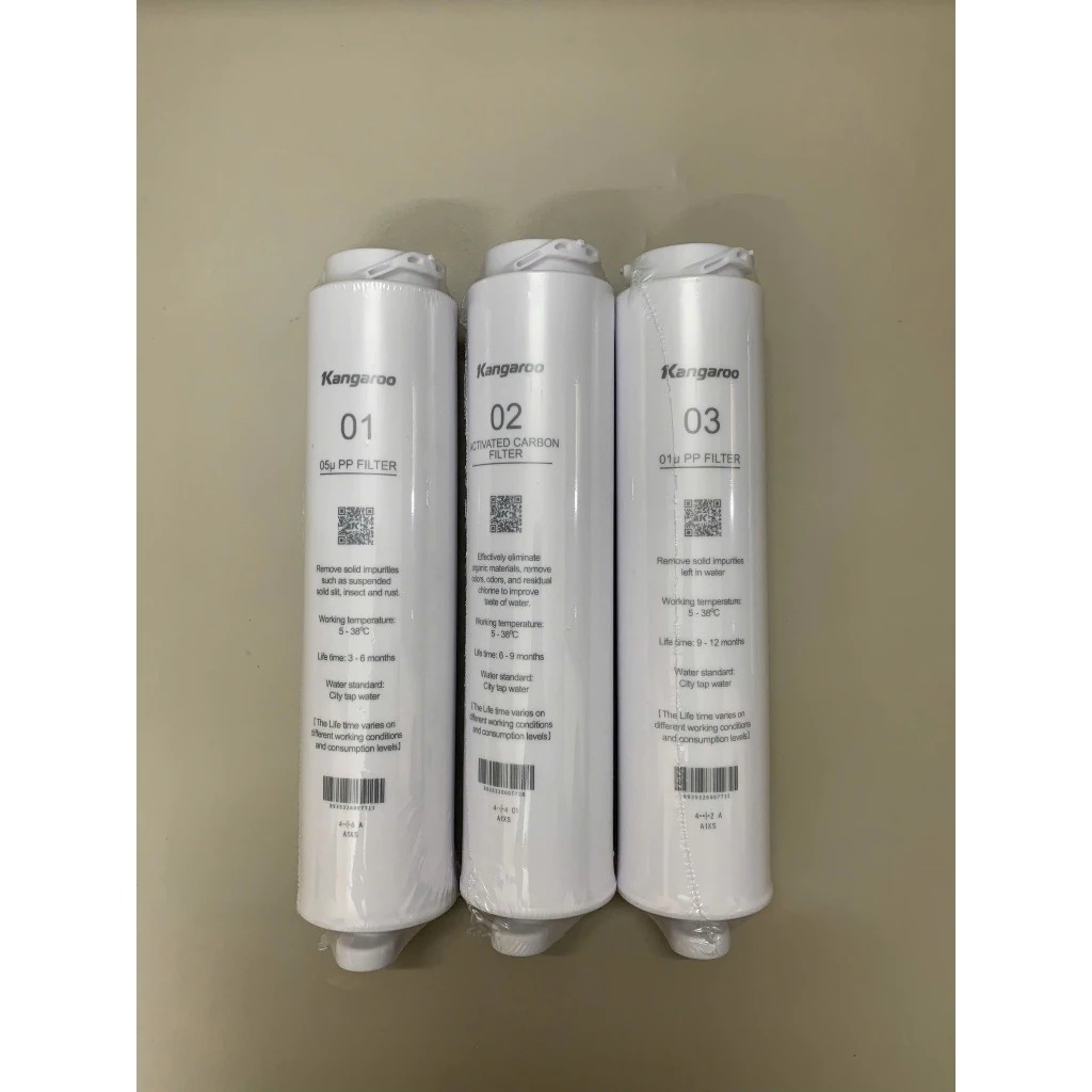 Bộ 3 lõi lọc thô Kangaroo 400HU chính hãng dùng cho các máy lọc nước KG400HU, KG400US, KG400HD,...