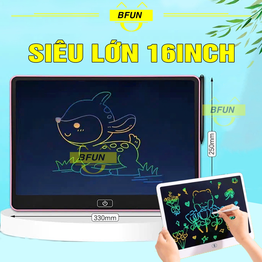 Bảng Viết Tự Xóa LCD Size Lớn 16inch/13inch/10inch/8.5inch a Màu - Bảng Vẽ Điện Tử Thông Minh  Chơi Cho Bé Bfun
