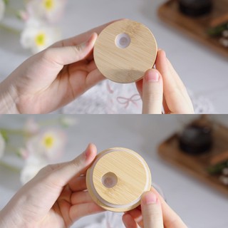 Cốc Thủy Tinh Nơ Hoa 500ml, Ly Thủy Tinh Nắp Tre 16Oz Chịu Nhiệt Kèm Phụ Kiện, Quà Tặng Sinh Nhật