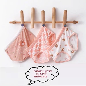 Combo 3 quần chíp bé gái, quần lót tam giác su lạnh thông hơi cho bé gái 12-36kg