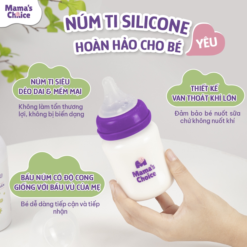 Ảnh Bình Sữa Mama's Choice Núm Ti Lansinoh Chất Liệu PP, Dung Tích 180ml 240ml, Núm Ty Size S M F 2