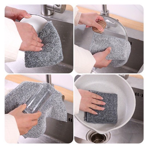 Set 20 Khăn Lau Chén Đĩa, Lau Tay Đa Năng Chất Liệu Sợi Than Tre Mềm Mịn, Thấm Hút Khăn Lau Vuông, Khăn Lau ĐaNăng OKSEP