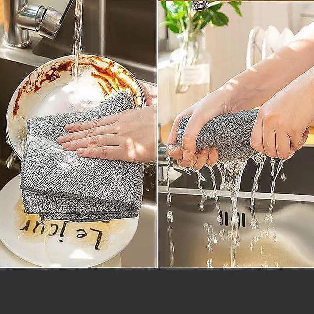 Set 20 Khăn Lau Chén Đĩa, Lau Tay Đa Năng Chất Liệu Sợi Than Tre Mềm Mịn, Thấm Hút Khăn Lau Vuông, Khăn Lau ĐaNăng OKSEP