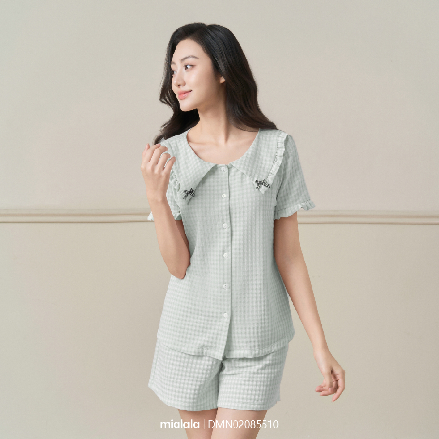 Ảnh Đồ bộ mặc nhà Mialala chất liệu cotton họa tiết kẻ caro DMN02025432 3