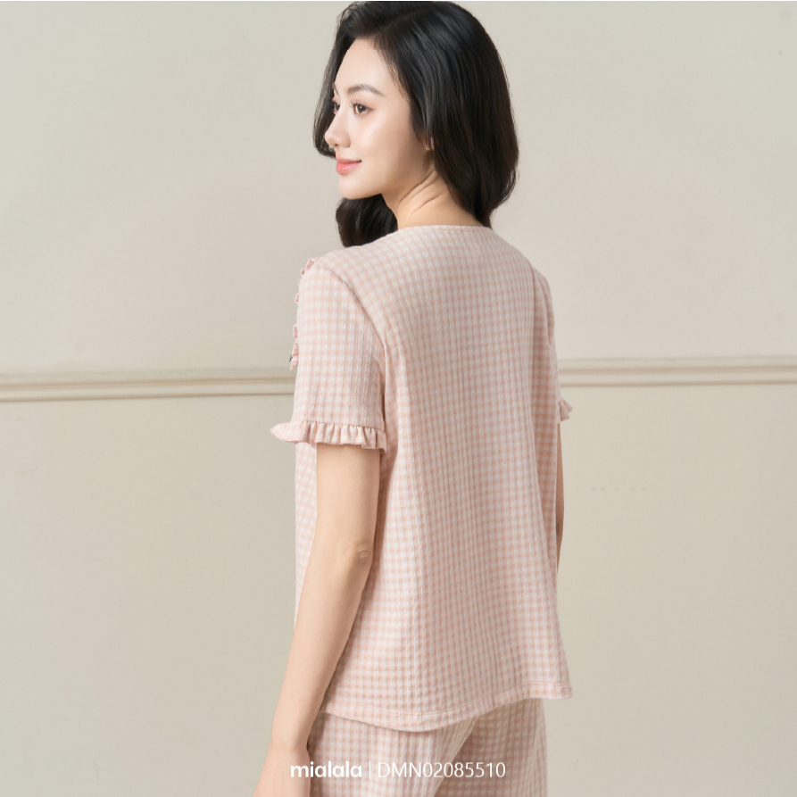 Ảnh Đồ bộ mặc nhà Mialala chất liệu cotton họa tiết kẻ caro DMN02025432 2