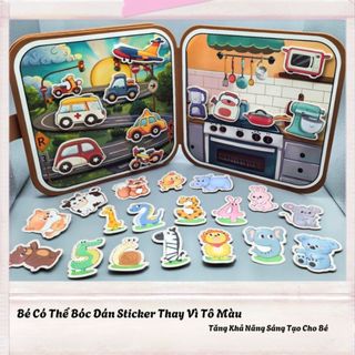 Đồ Chơi Sách Nước Ma Thuật Tô Màu Kèm Sticker Bóc Dán Cho Bé Thỏa Sức Phát Triển Kỹ Năng Tư Duy Sáng Tạo