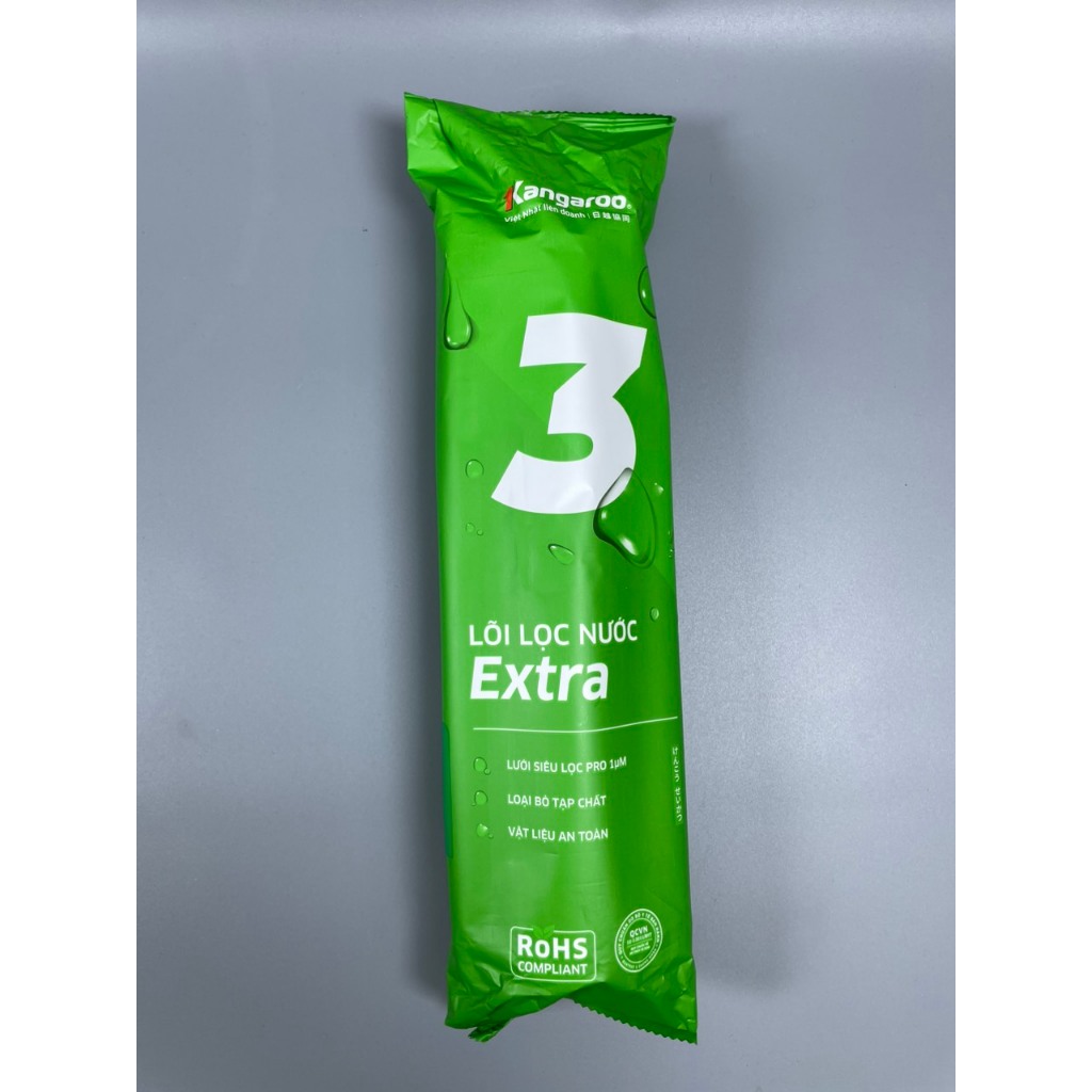 Lõi lọc thô số 3 Kangaroo Extra lọc bụi bẩn PP1 Micron chính hãng dùng cho máy loc nước RO có 3 cốc lọc thô 10Inch