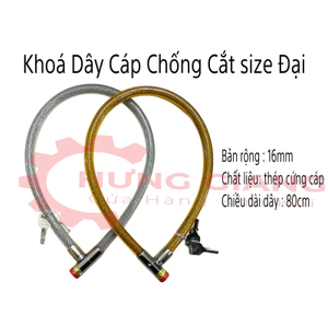 Khoá Dây Kim Tuyến Chống Cắt, Cáp 10mm Cứng Cáp Chuyên Khoá Xe, Khoá Cửa