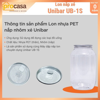 Lon nhựa PET nắp nhôm xé Unibar size 330 - 500 - 700ml dùng cho UB-1S