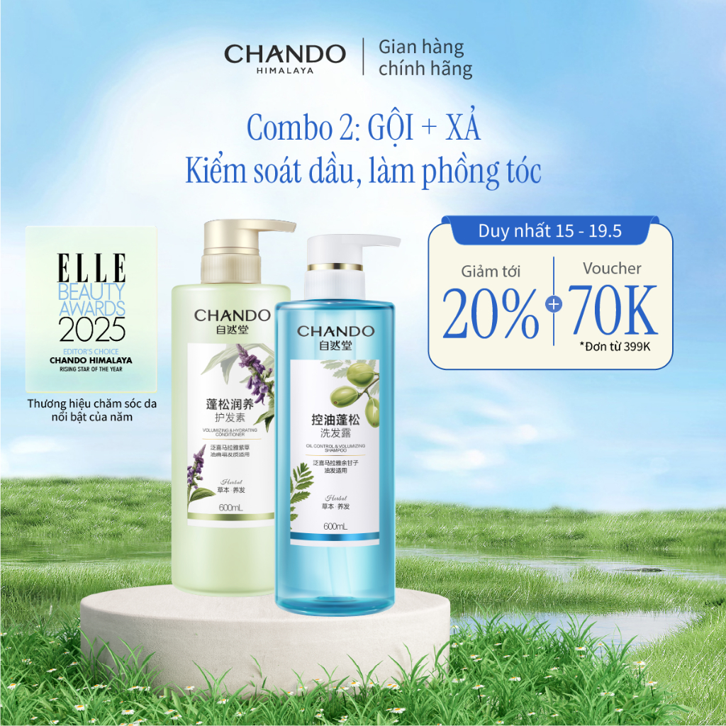Combo gội xả kiểm soát dầu CHANDO Himalaya làm phồng chân tóc 600mL x ...
