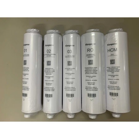 Bộ 5 lõi lọc Kangaroo 400HU chính hãng dùng cho các máy lọc nước KG400HU, KG400US, KG400HD,...
