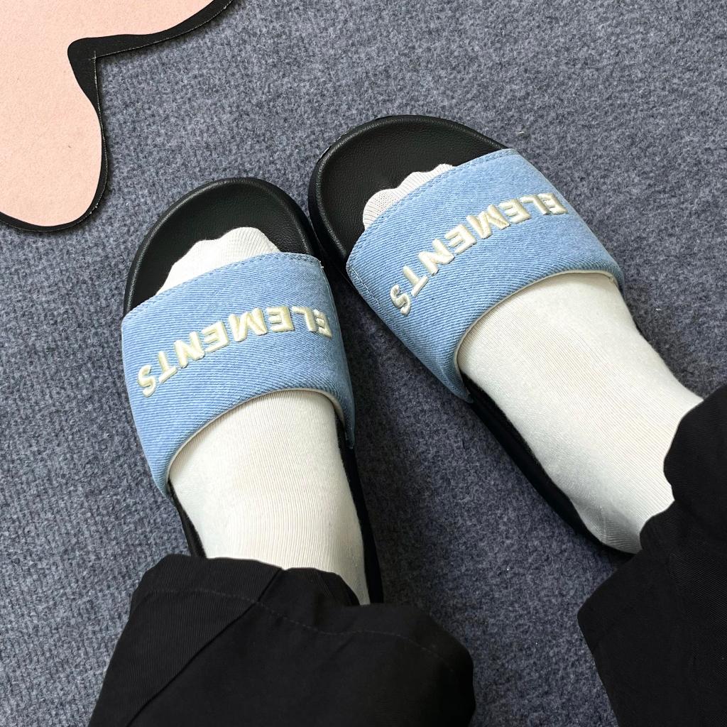 [TẶNG VỚ] E07 - Dép ELements Classic Denim unisex chữ thêu - ( Slipper ) Dép Elements vải jean | BigBuy360 - bigbuy360.vn