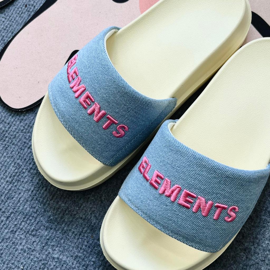 [TẶNG VỚ] E07 - Dép ELements Classic Denim unisex chữ thêu - ( Slipper ) Dép Elements vải jean | BigBuy360 - bigbuy360.vn