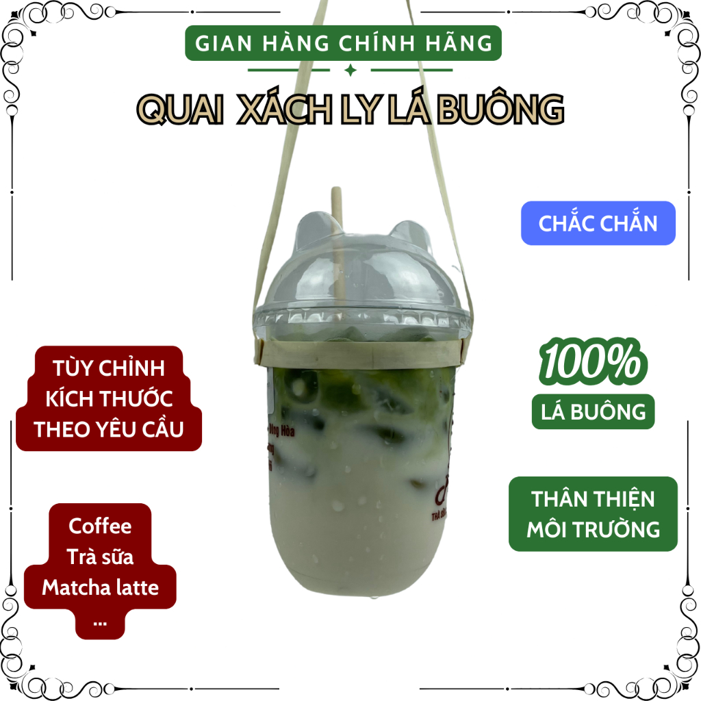 [100 Cái] Quai Xách Ly Lá Buông KOMORA, Thân Thiện Môi Trường, Bền Chắc, Tùy Chỉnh Kích Thước