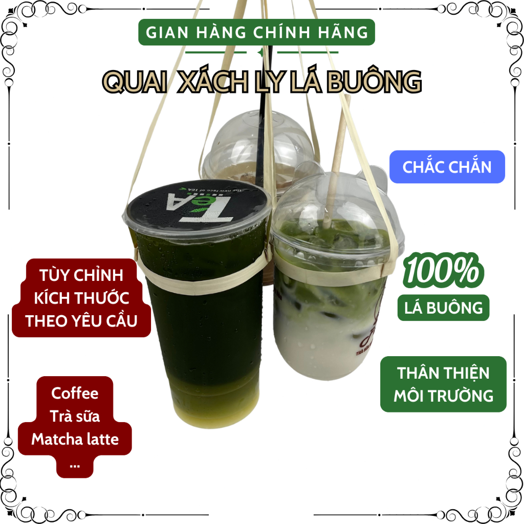 [100 Cái] Quai Xách Ly Lá Buông KOMORA, Thân Thiện Môi Trường, Bền Chắc, Tùy Chỉnh Kích Thước