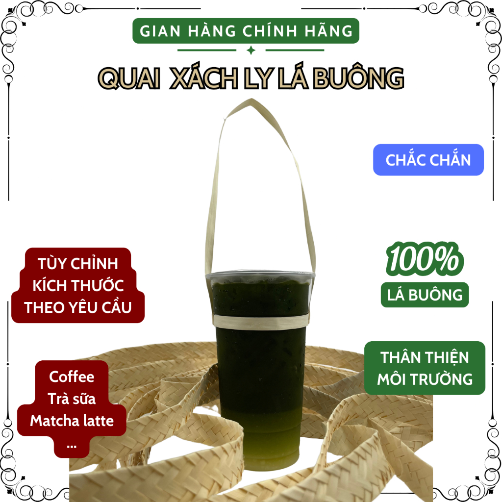 [100 Cái] Quai Xách Ly Lá Buông KOMORA, Thân Thiện Môi Trường, Bền Chắc, Tùy Chỉnh Kích Thước