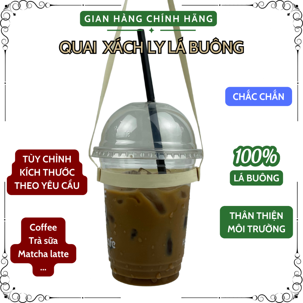 [100 Cái] Quai Xách Ly Lá Buông KOMORA, Thân Thiện Môi Trường, Bền Chắc, Tùy Chỉnh Kích Thước