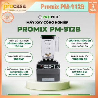 (mới 2025) Máy xay sinh tố công nghiệp Promix PM-912B - 1800W - Có hẹn giờ - Lưỡi dao 6 cánh phủ titan