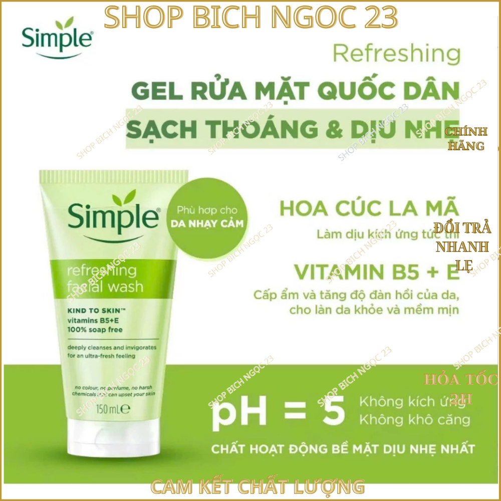 Sữa Rửa Mặt Simple lành tính và hiệu quả cho mọi loại da 150ml