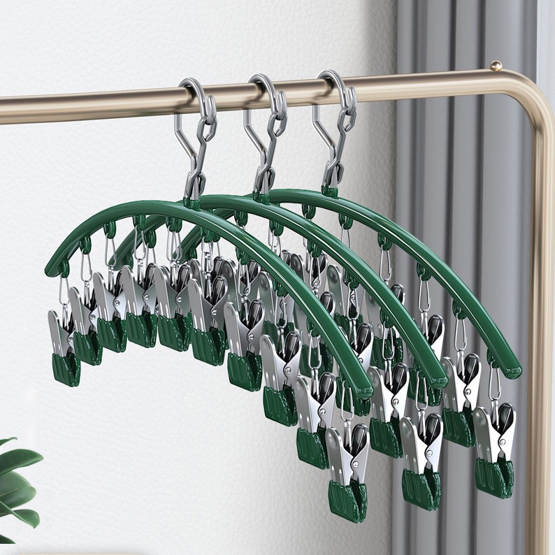 Móc Kẹp Quần Áo Inox 10 Móc Tiện Lợi- Móc Phơi Quần Áo 10 Móc Inox Đa Năng tại OKSEP