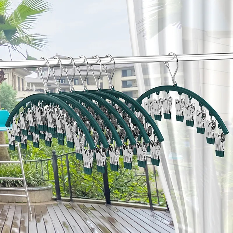 Móc Kẹp Quần Áo Inox 10 Móc Tiện Lợi- Móc Phơi Quần Áo 10 Móc Inox Đa Năng tại OKSEP
