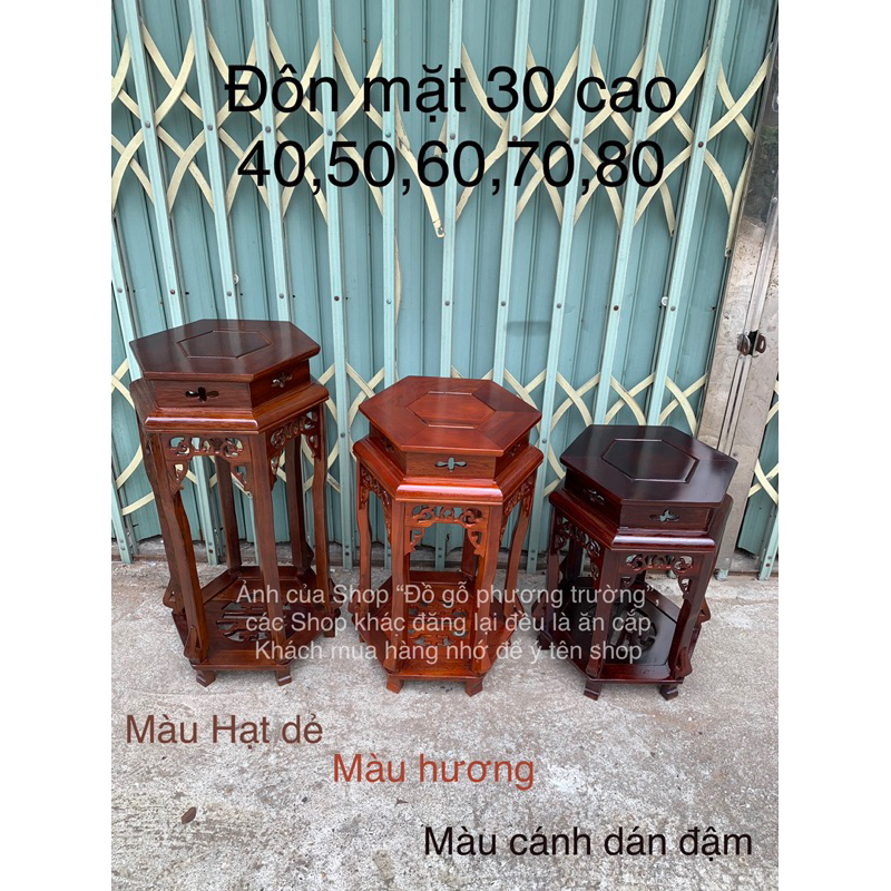 Đôn lục lăng gỗ tự nhiên mặt 30 cao 50,60,70,80cm nhiều màu
