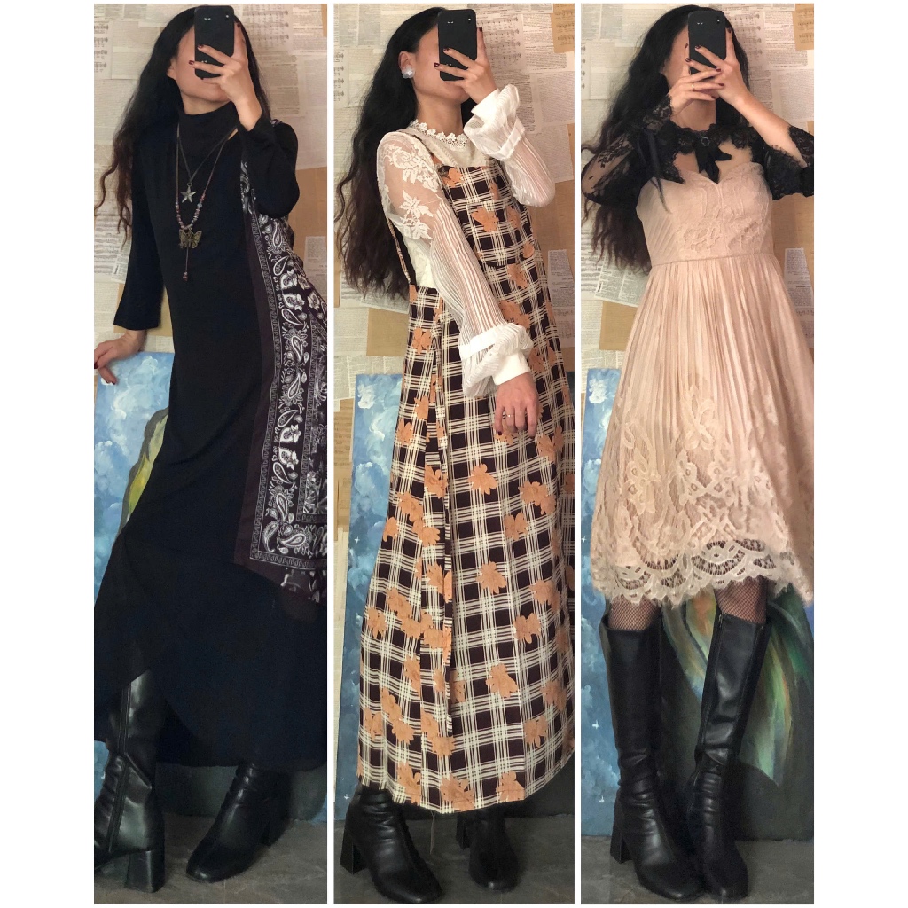 Set đầm váy vintage dáng dài chọn mẫu ig: april6_clothing (mori, vintage, retro, korea, japan.. style), demo xem ảnh bìa