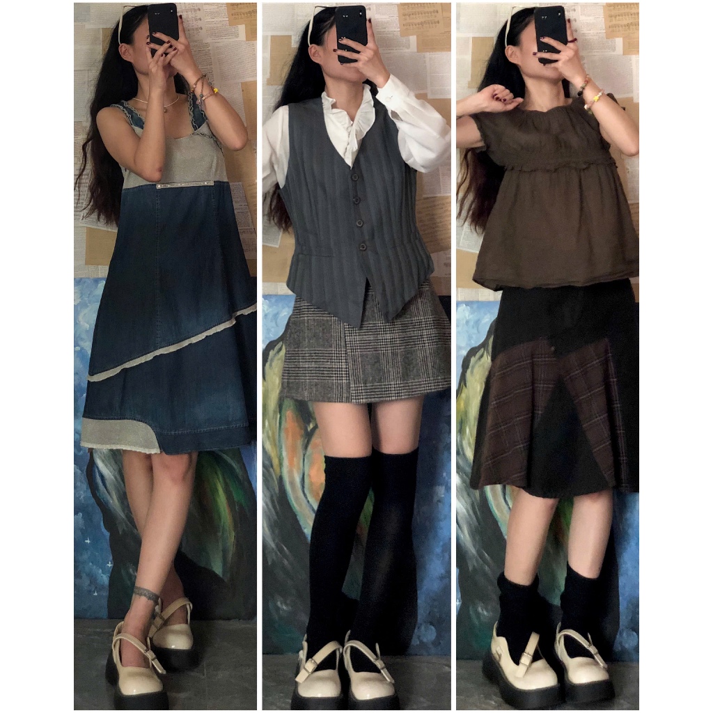 Set đầm váy vintage dáng dài chọn mẫu ig: april6_clothing (mori, vintage, retro, korea, japan.. style), demo xem ảnh bìa