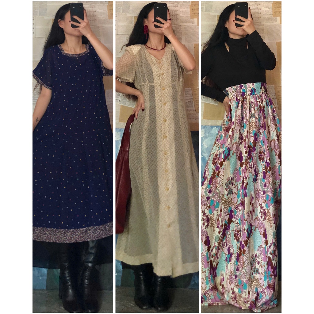 Set đầm váy vintage dáng dài chọn mẫu ig: april6_clothing (mori, vintage, retro, korea, japan.. style), demo xem ảnh bìa