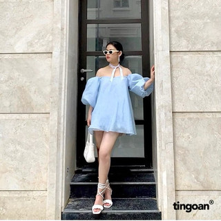 ÁO BABYDOLL VÂN HOA TAY BỒNG ROSIE TI NGOAN