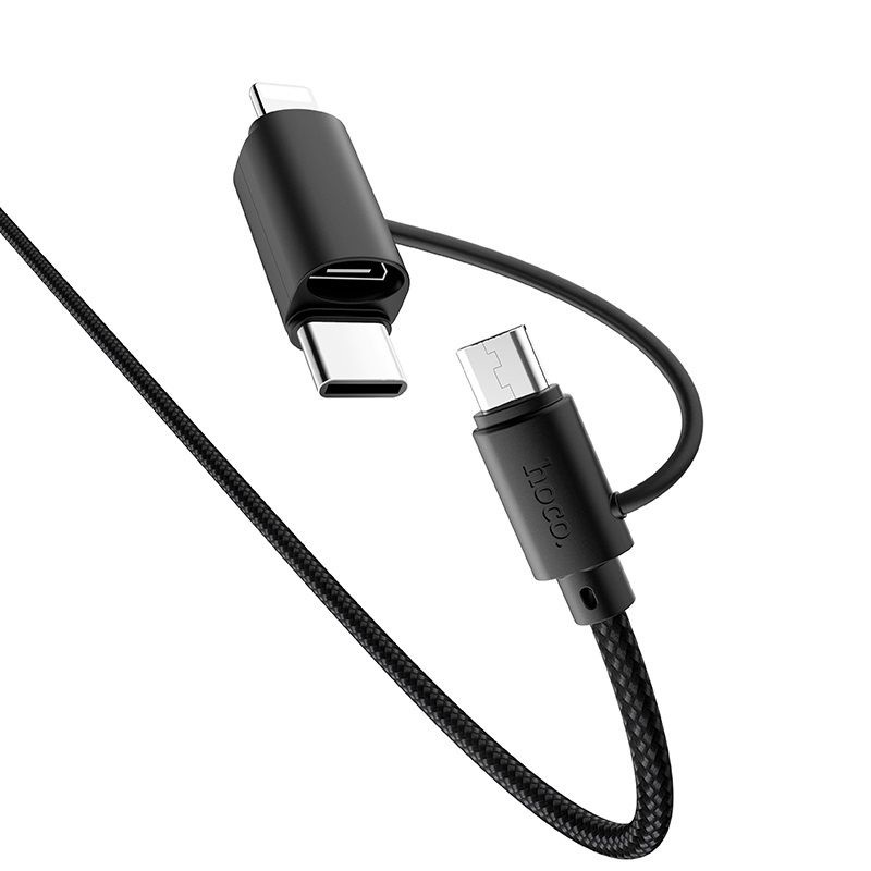 Cáp Sạc Nhanh Dây Dù 3 Đầu (Ba Đầu) Đa Năng HoCo X41 2.4a – Dây Cáp Sạc Nhanh Dây Dù 3 Đầu Đa Năng HoCo X41 tại OKSEPVN