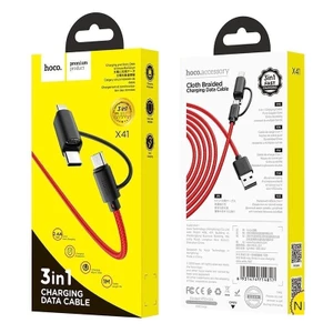 Cáp Sạc Nhanh Dây Dù 3 Đầu (Ba Đầu) Đa Năng HoCo X41 2.4a – Dây Cáp Sạc Nhanh Dây Dù 3 Đầu Đa Năng HoCo X41 tại OKSEPVN