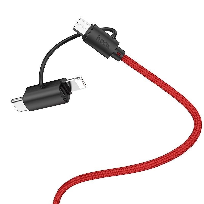 Cáp Sạc Nhanh Dây Dù 3 Đầu (Ba Đầu) Đa Năng HoCo X41 2.4a – Dây Cáp Sạc Nhanh Dây Dù 3 Đầu Đa Năng HoCo X41 tại OKSEPVN